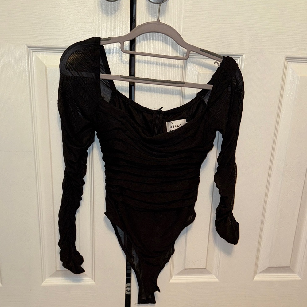 Hello Molly Black Ruched Bodysuit